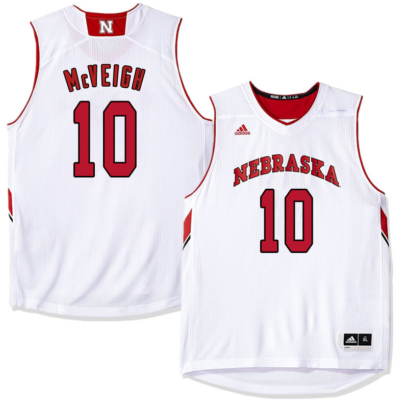 Men Nebraska Cornhuskers #10 Jack McVeigh College Basketball Jersyes Sale-White
